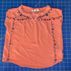 Aeropostale Kids Peach Blouse with Floral Embroidery